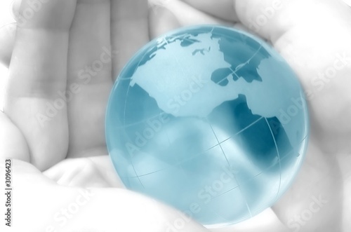 hand holding globe