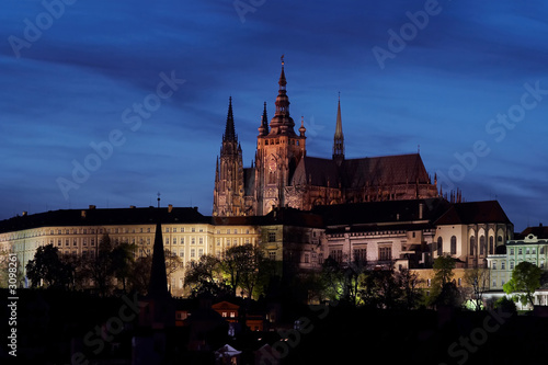 night scene - prague castle, czech republic