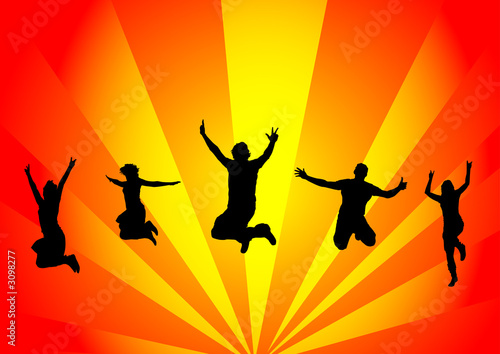 happy people jumping