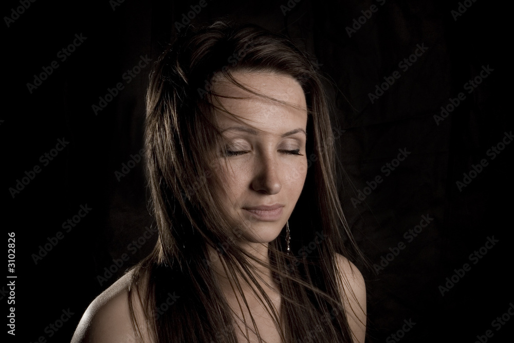 beautiful young woman with flying hair beautiful young woman with flying hair