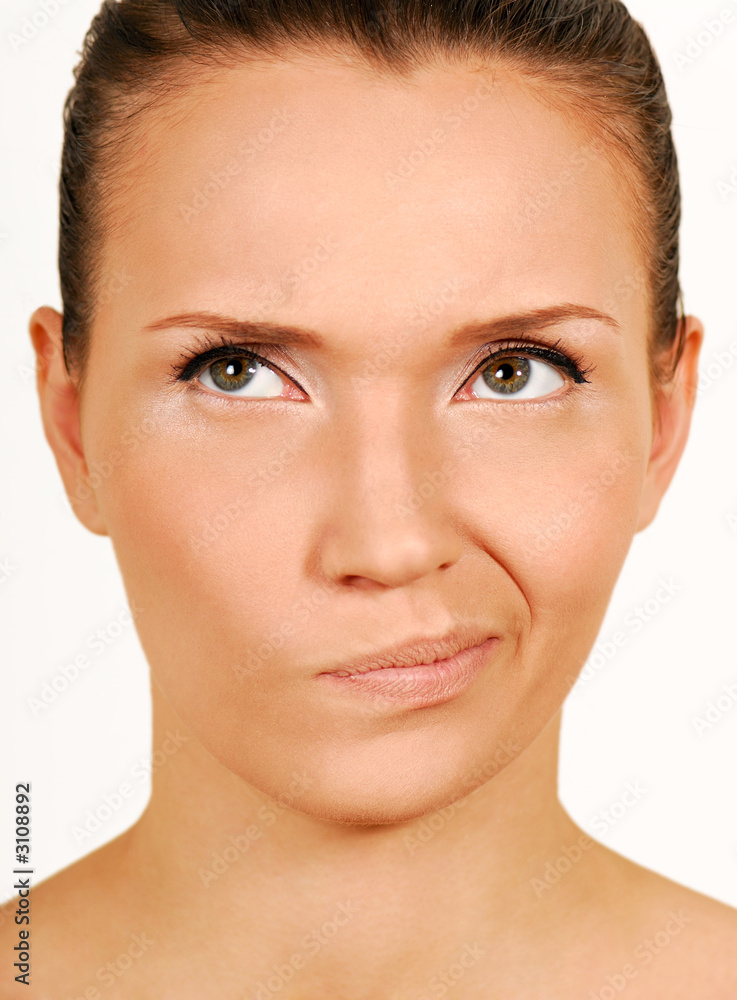 making a face. distrust girl face. making a face. distrust girl face.