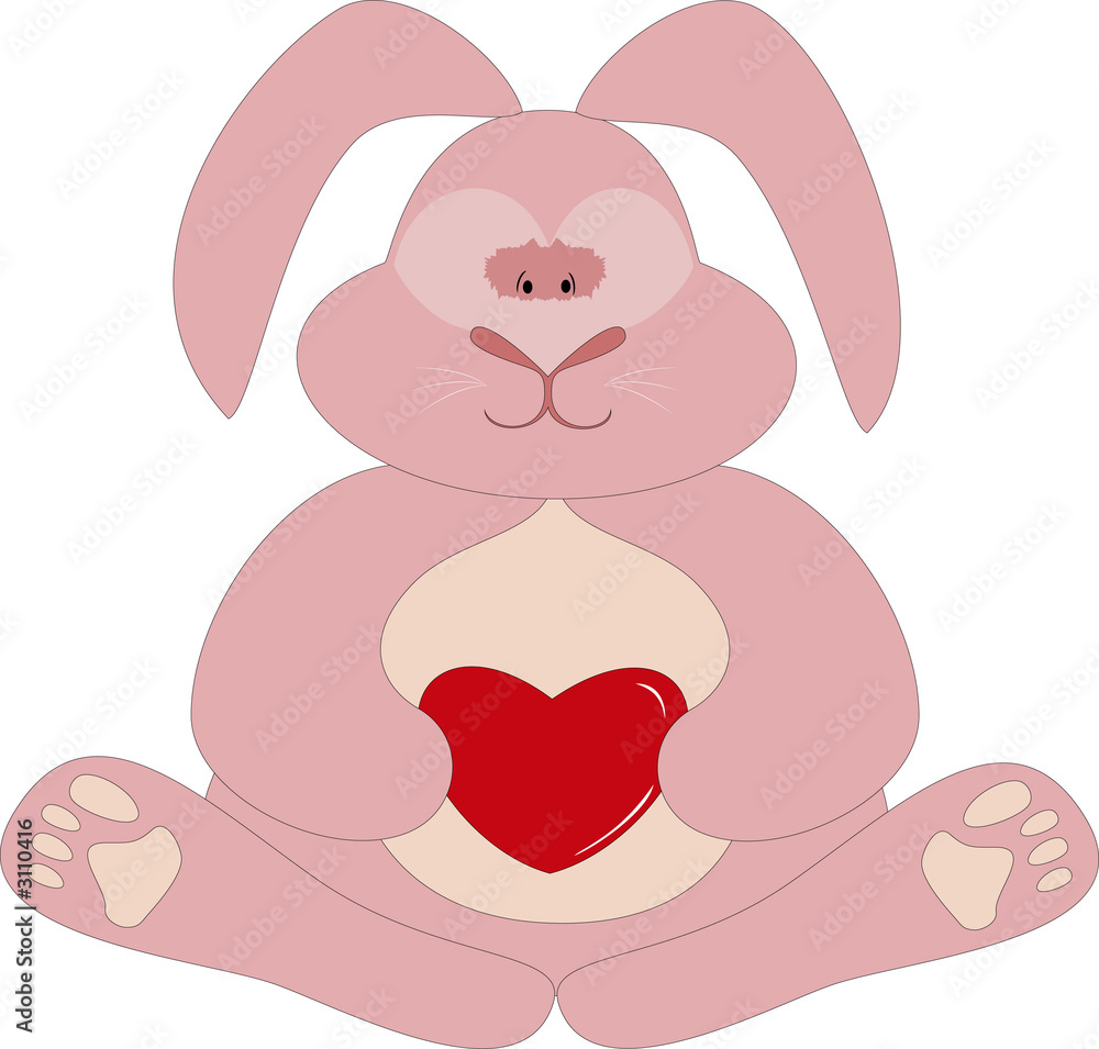 pink bunny with heart