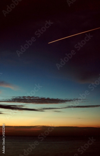 sunrise with sooting star