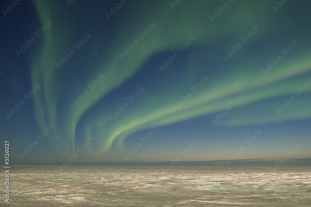 Arctic tundra ans northern lights