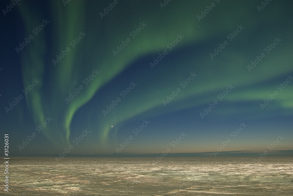 Northern lights over tundra