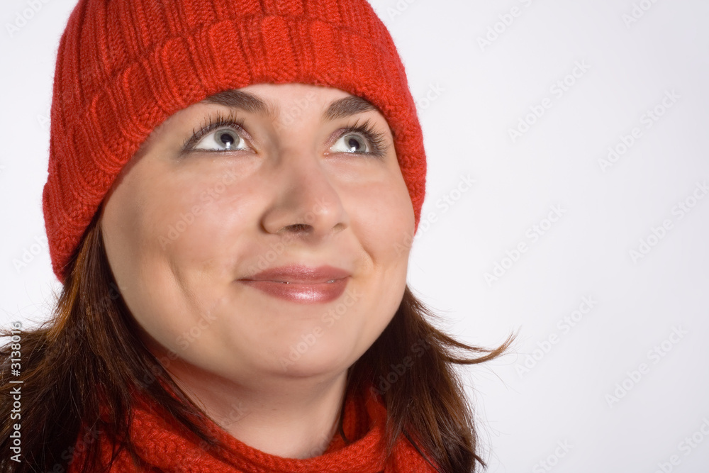 pretty woman with red cap pretty woman with red cap