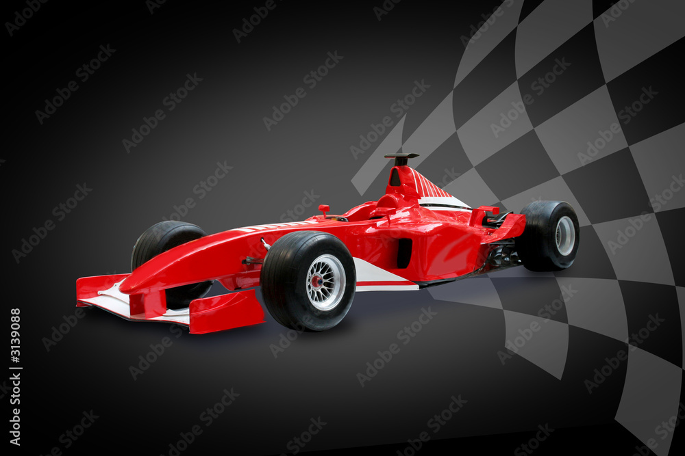 Gordijnen rode formule 1-auto en racevlag op maat kopen? - Kies Foto4art.nl  - (*o*)