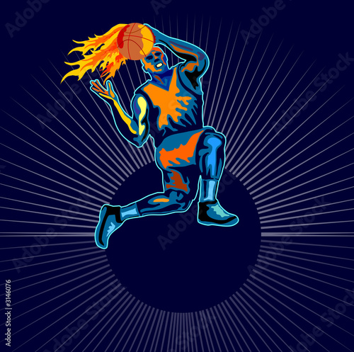 basketball layup ball in flames