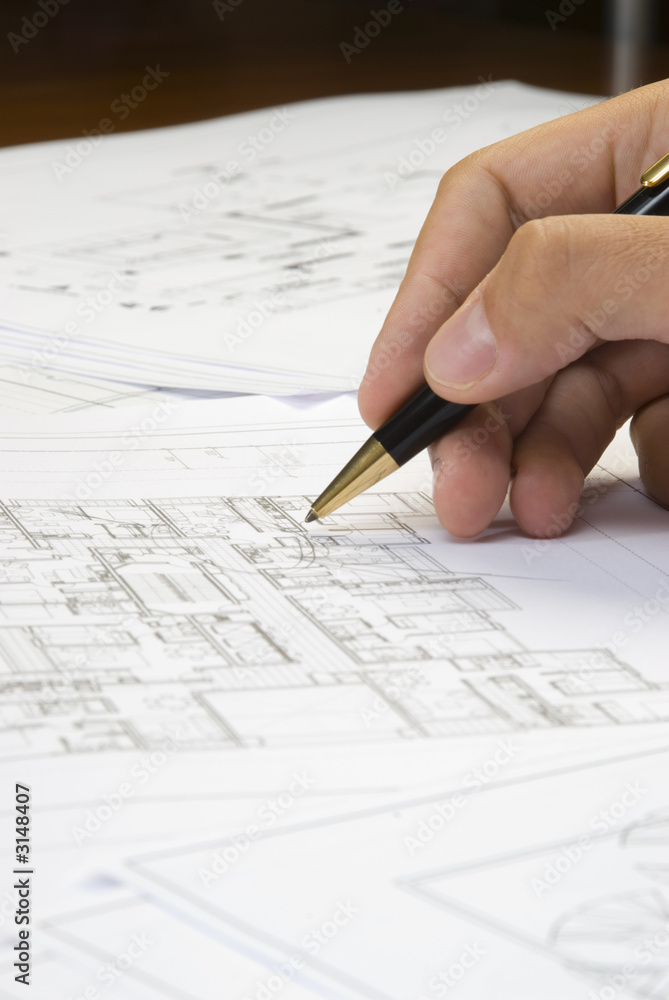 hand and blueprint hand and blueprint