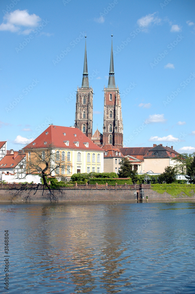 cathedral in wroclaw town