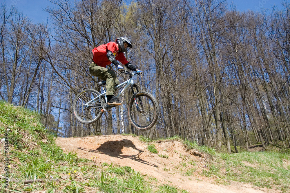mountain biker in jump mountain biker in jump