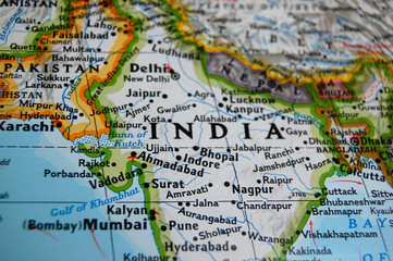 Wandcirkels India Wereldkaart in vintage stijl  © Anna Polishchuk