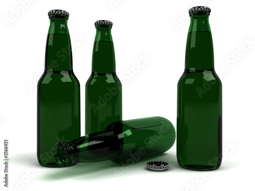green beer bottles
