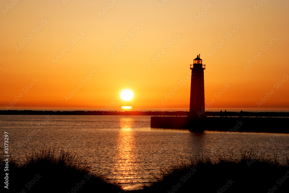sunset near lighthouse