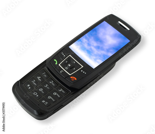 mobile phone with blue sky