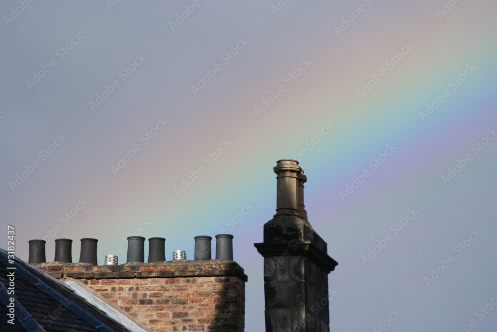 rainbow and chimney pots