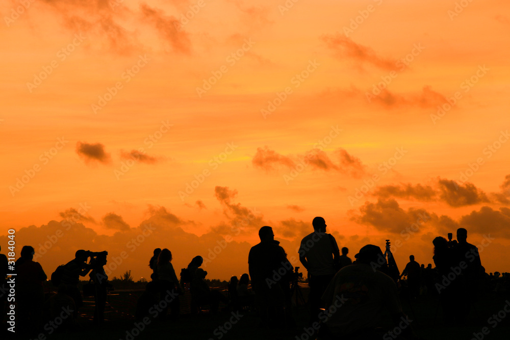 Crowd at sunset