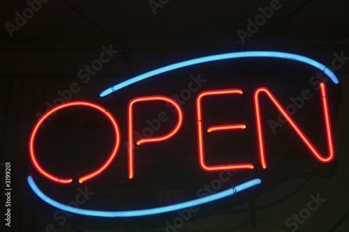 neon sign -open for business