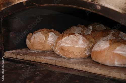 fresh bread in furnace