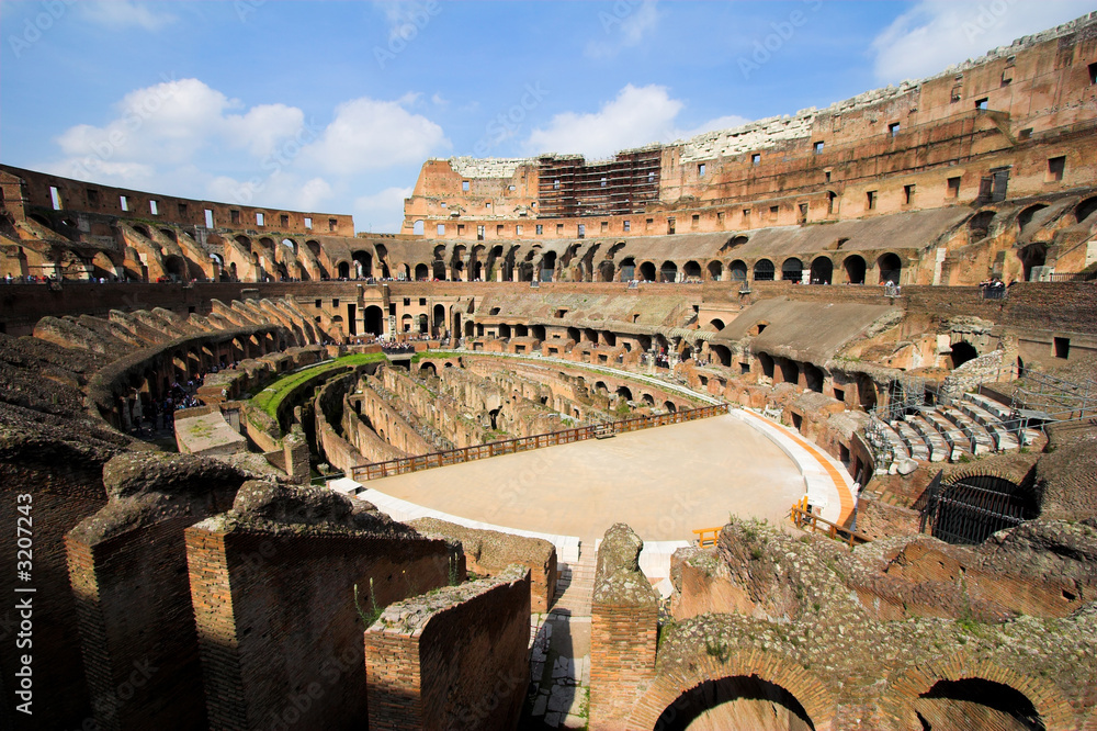inside of famous colosseum in rome