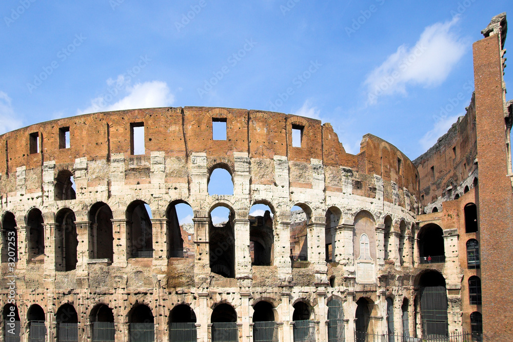 inside of famous colosseum in rome , italy