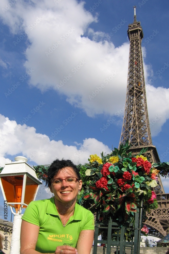 girl and eiffel tower