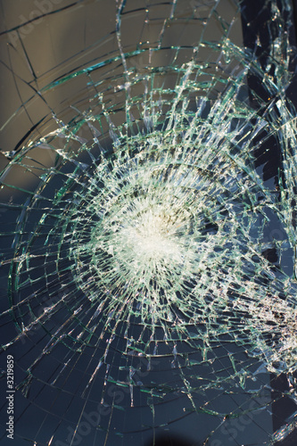 web of splits on the triplex windscreen