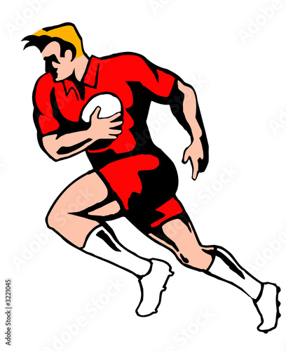 rugby player charging red