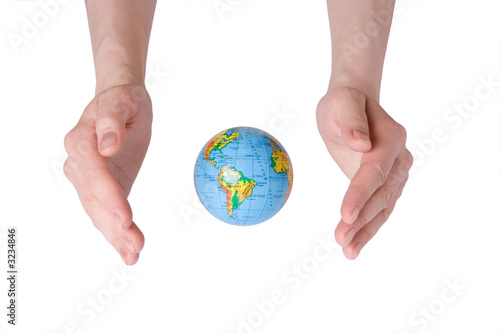 hand care earth globe