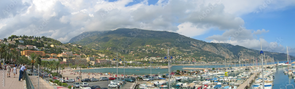 french harbour, menton, azur coast, south of france, panorama