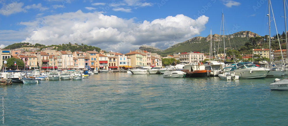 small provencal village harbour with many sea boats, cassis, mar