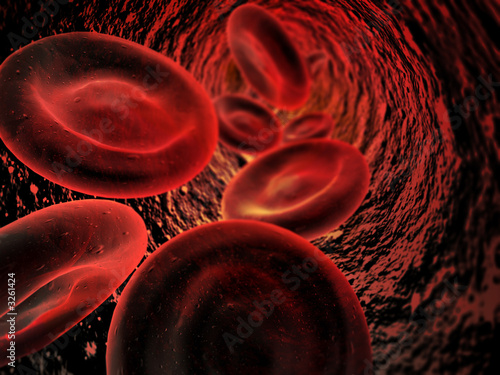 blood cells flowing through an artery