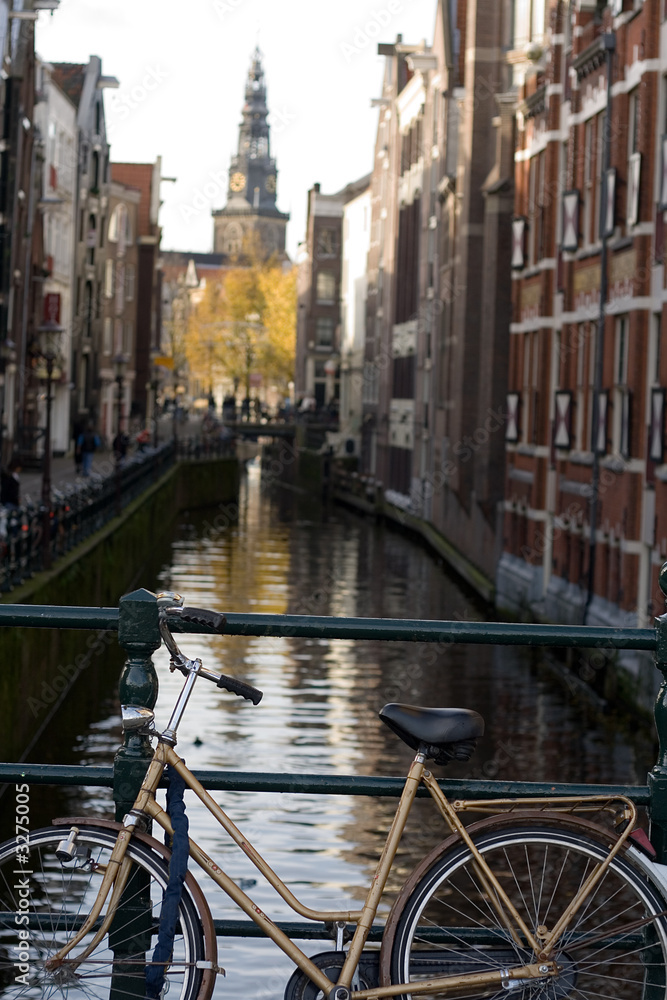 bicycles along the canals in amsterdam