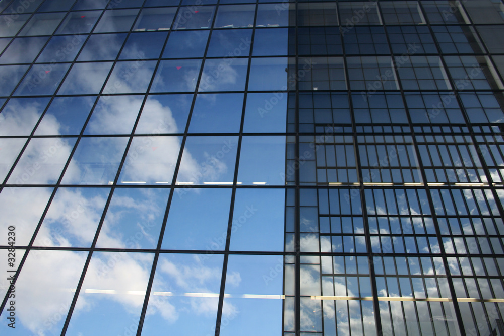 blue sky & coperate glass building.