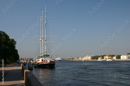 old ship on neva river, saint petersburg, russia