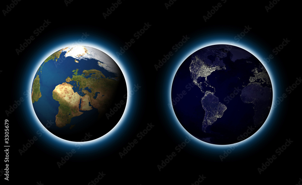 Fototapeta premium notte e giorno sulla terra