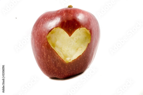 red apple whit heart photo