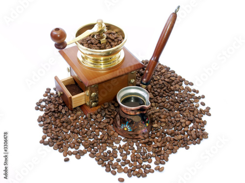 turkish coffee and coffee-grinder
