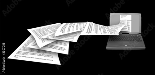 Paper sheets flying out of  laptop screen