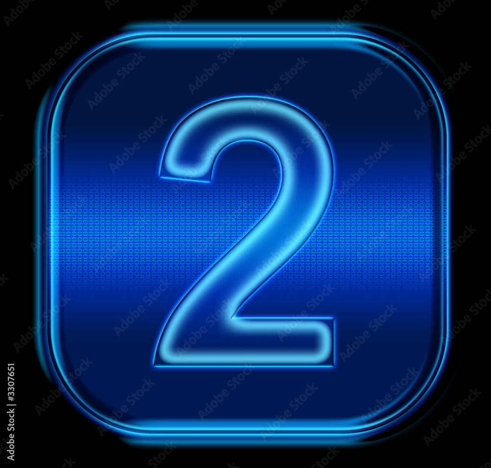 the button two blue neon icon