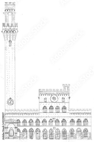 palazzo pubblico di siena disegnato a mano
