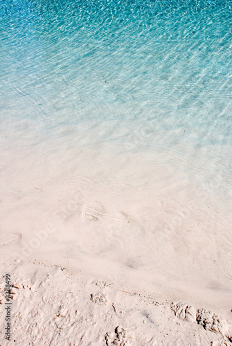 blue water ripples on white sandy beach