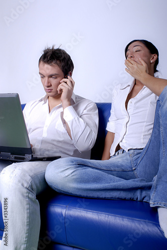 Business couple with laptop
