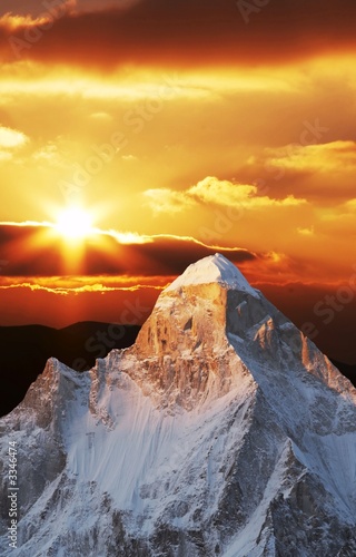 shivling peak on sunset photo