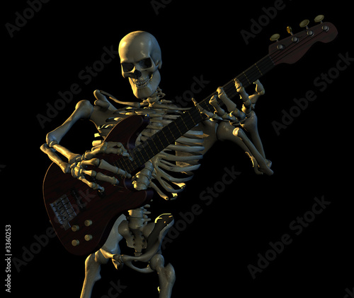skeleton playing guitar