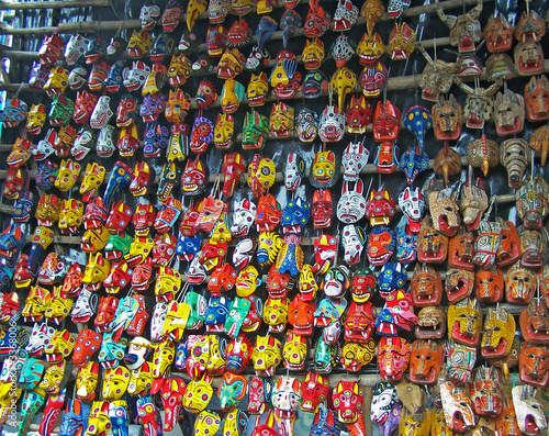 indigenous masks. chichicastenango. photo