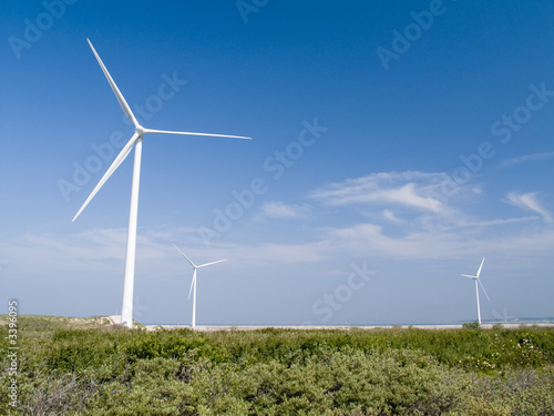 windmills with green foreground