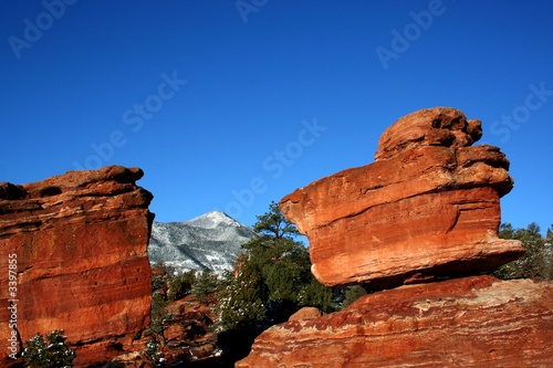 Billede på lærred balanced rock and pikes peak