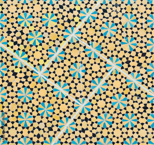 tiled background, oriental ornaments from isfahan mosque, iran