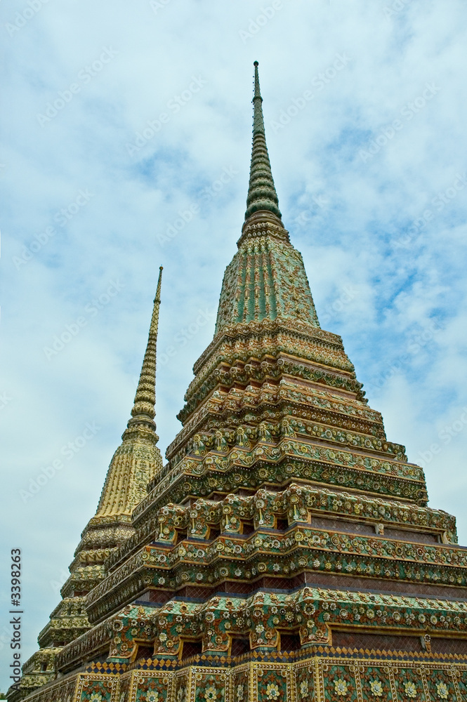 stupas in wat phra kaew, bangkok, thailand